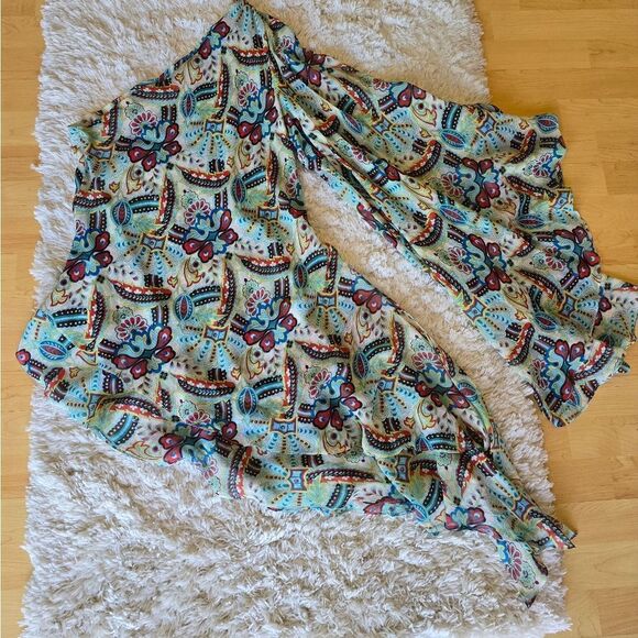 Moda International One Sleeve Top Tunnic 100% Silk Asymmetric Size Medium Y2k - Picture 2 of 8